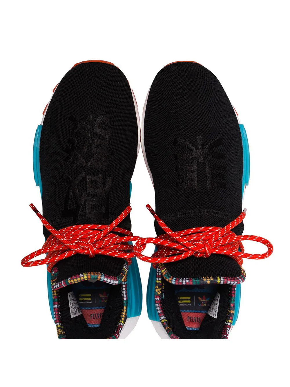adidas X Pharrell Williams Solar Hu Nmd Inspiration Pack - Black Sneakers — Black/Multicolour — Size US M 10 - US W 11.5 — Back View