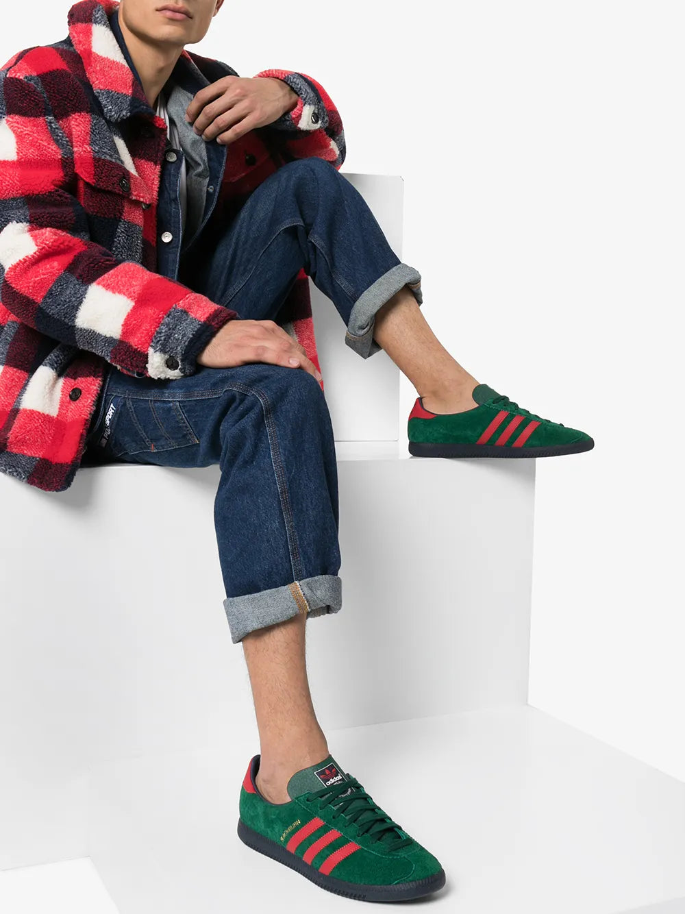 adidas Blackburn Spzl Collegiate Green/Scarlet Sneakers — Collegiate Green/Scarlet Red — Size US M 10 - US W 11.5 — Side View