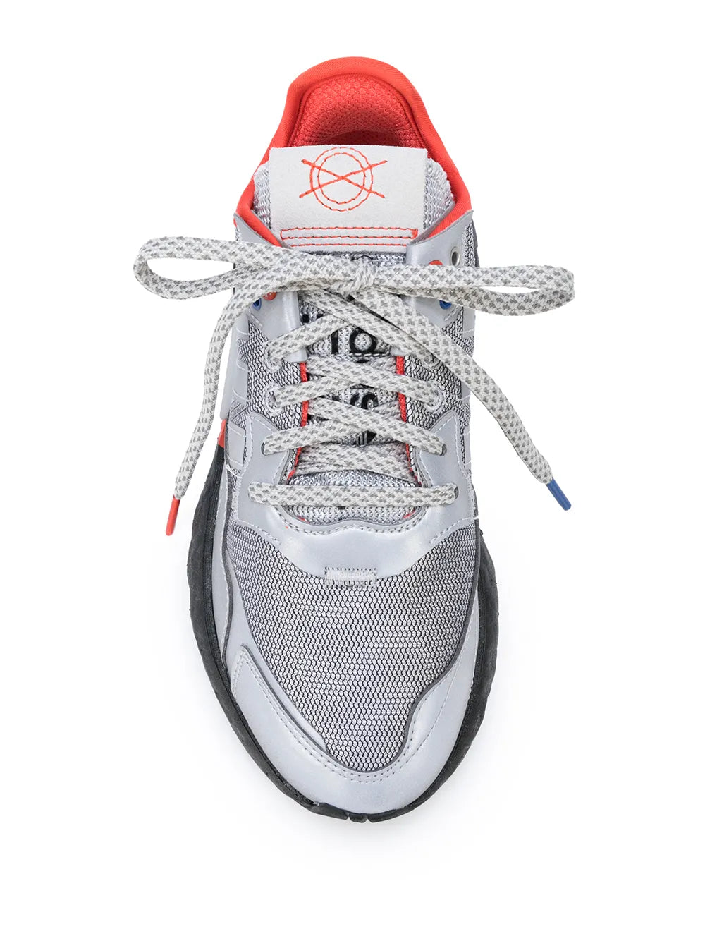 adidas Nite Jogger Sneakers — Grey/Black/Orange — Size US M 3.5 - US W 5 — Top View