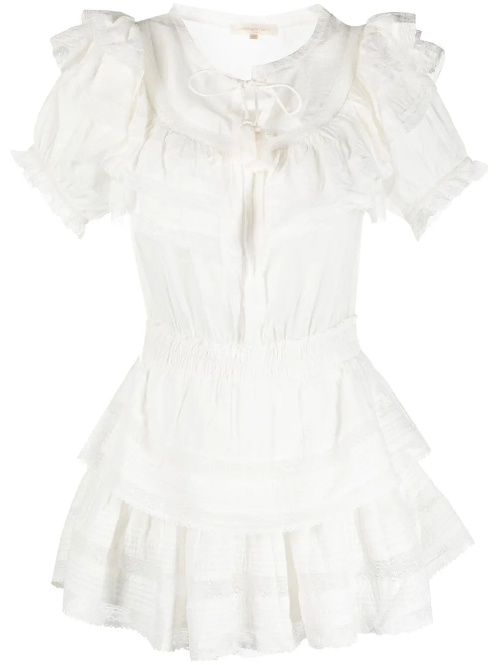 Loveshackfancy Liv Ruffled Trim Dress — White — Size XS — Front View