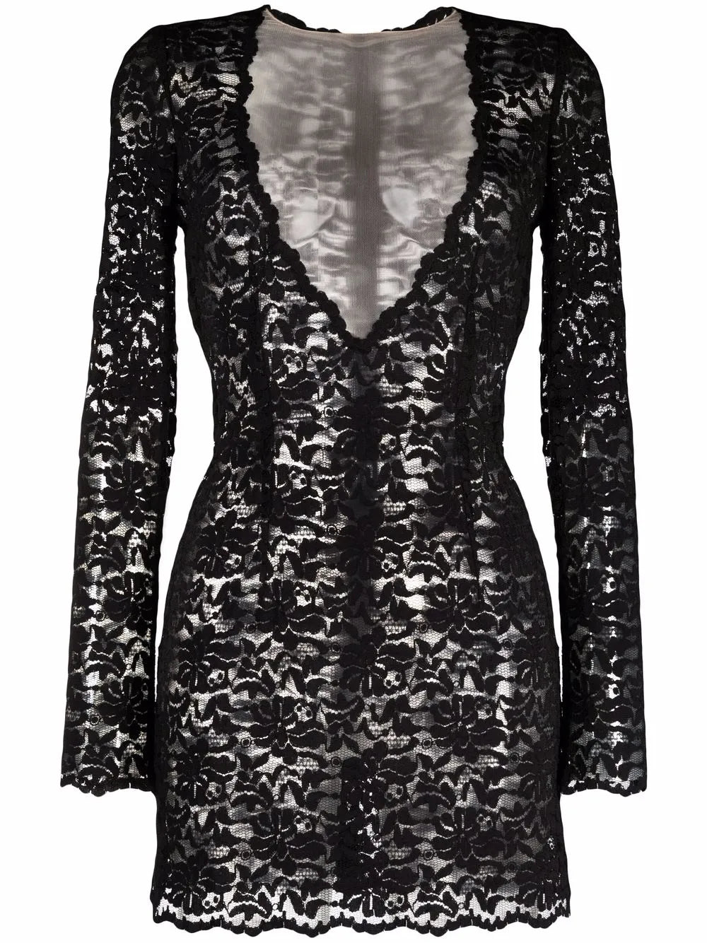 Dolce Gabbana Mini Lace Dress — Black — Size XS — Front View