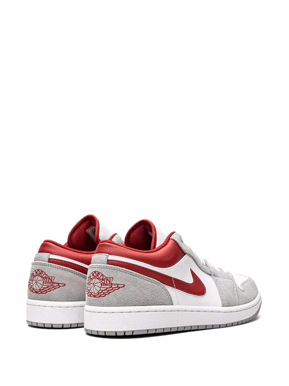 Air Jordan 1 Low Se White/Grey/Red Sneakers — Smoke Grey/Gym Red — Size US M 10.5 - US W 12 — Back View