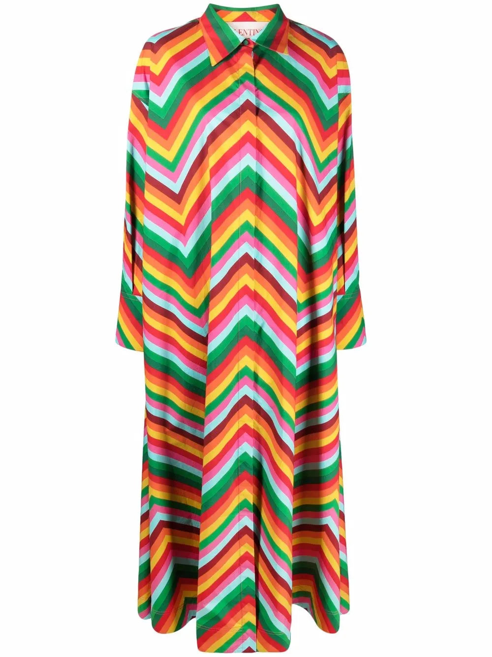Valentino Garavani Chevron Print Shirt Maxi Dress — Same as shown — Size XS — Front View