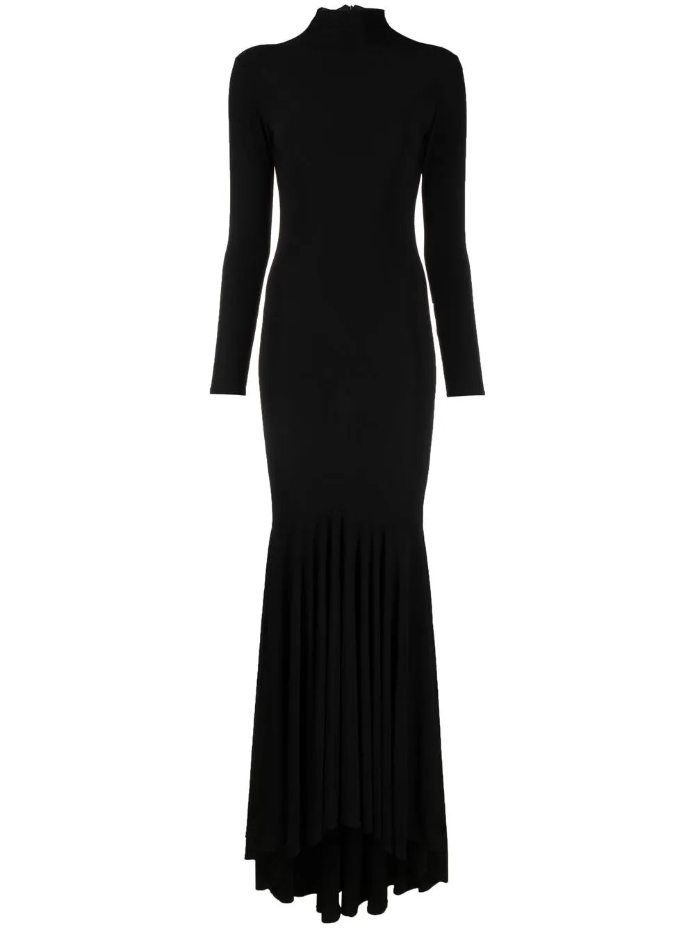 Atu Body Couture Long Sleeve Flared Gown — Black/ Red — Size XS — Front View