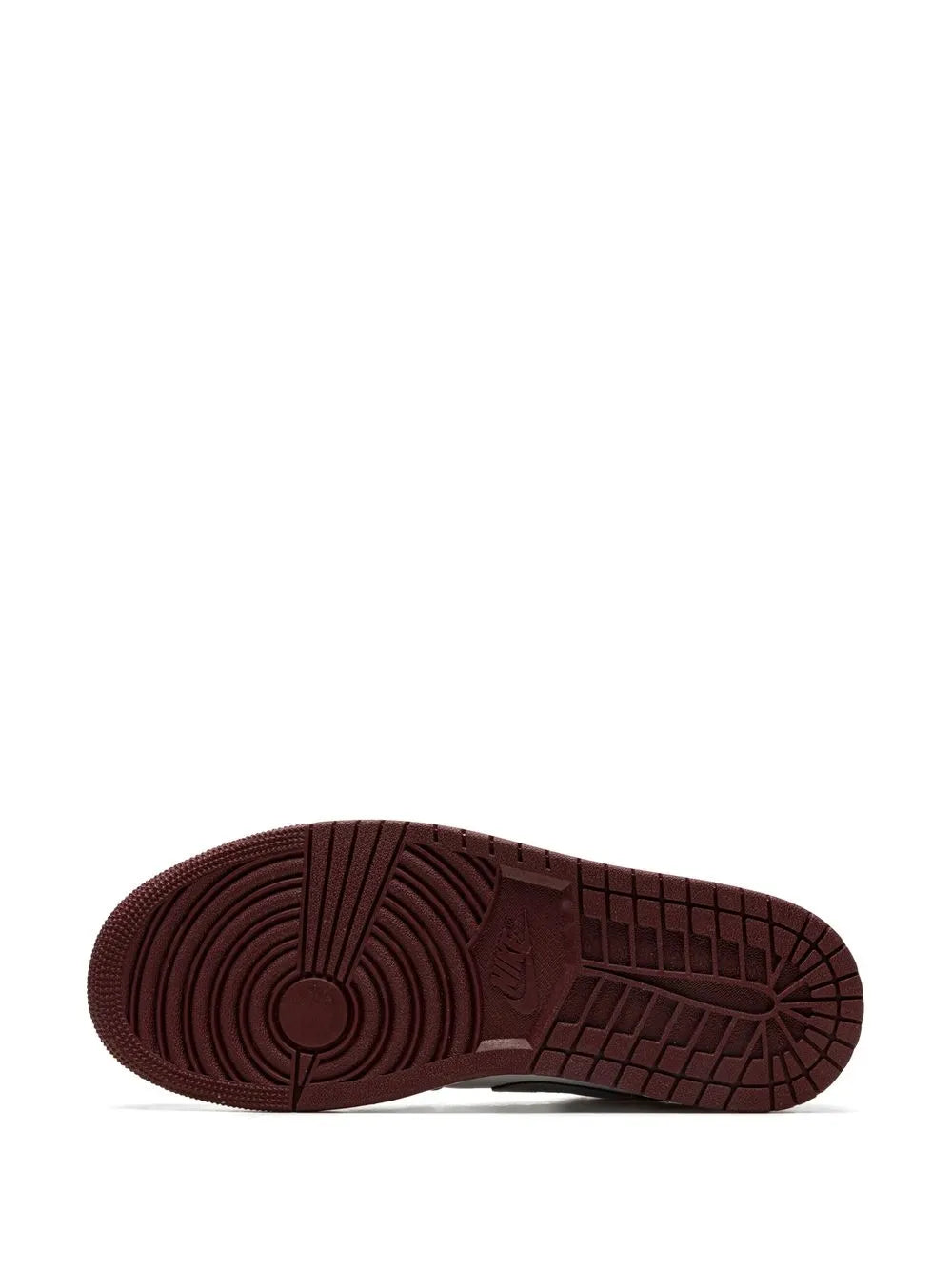 Air Jordan 1 Low Bordeaux Sneakers — Bordeaux Red/White/Grey — Size US M 11.5 - US W 13 — Top View