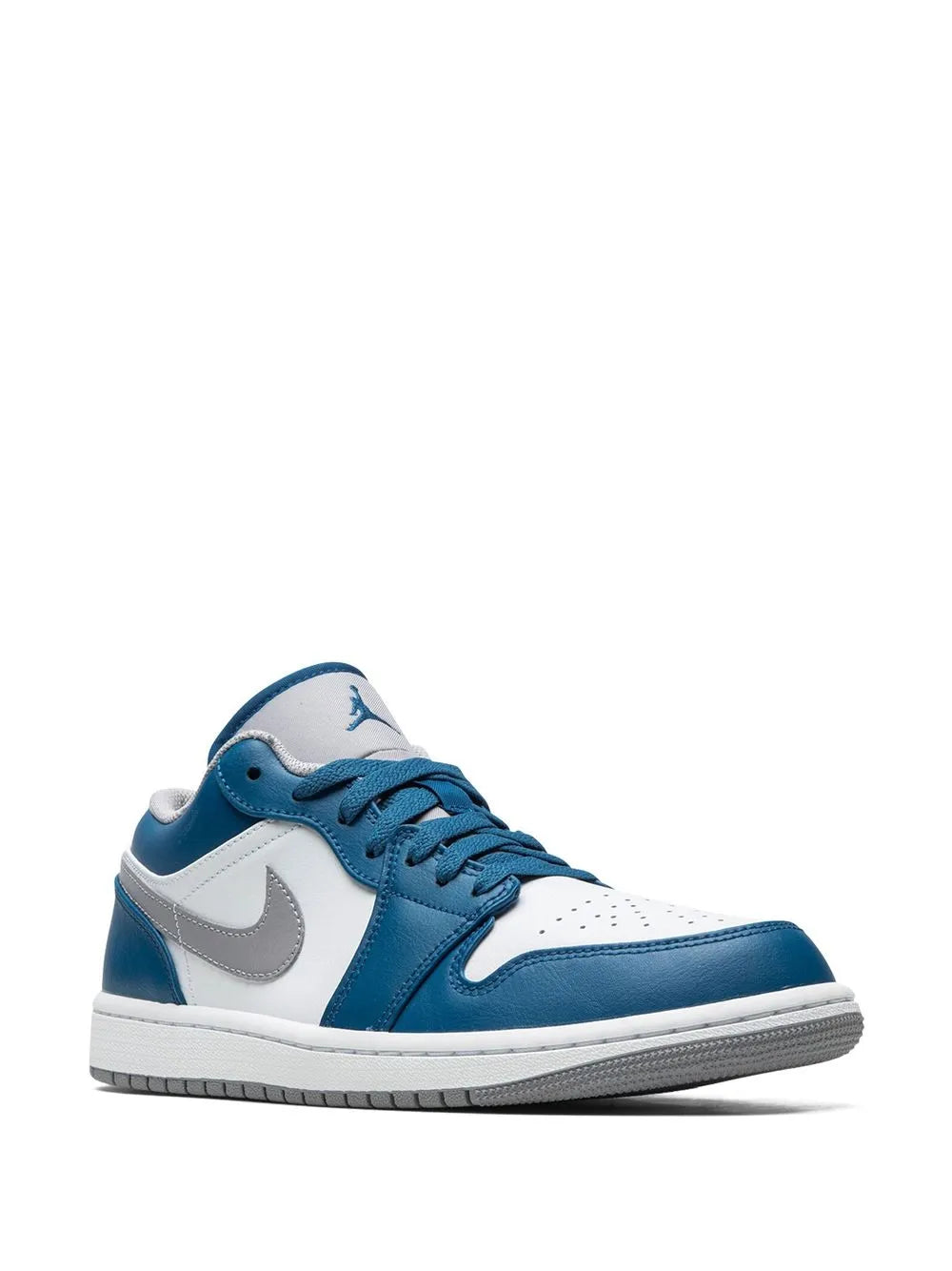 Air Jordan 1 Low True Blue Sneakers — Blue/White — Size US M 9.5 - US W 11 — Side View
