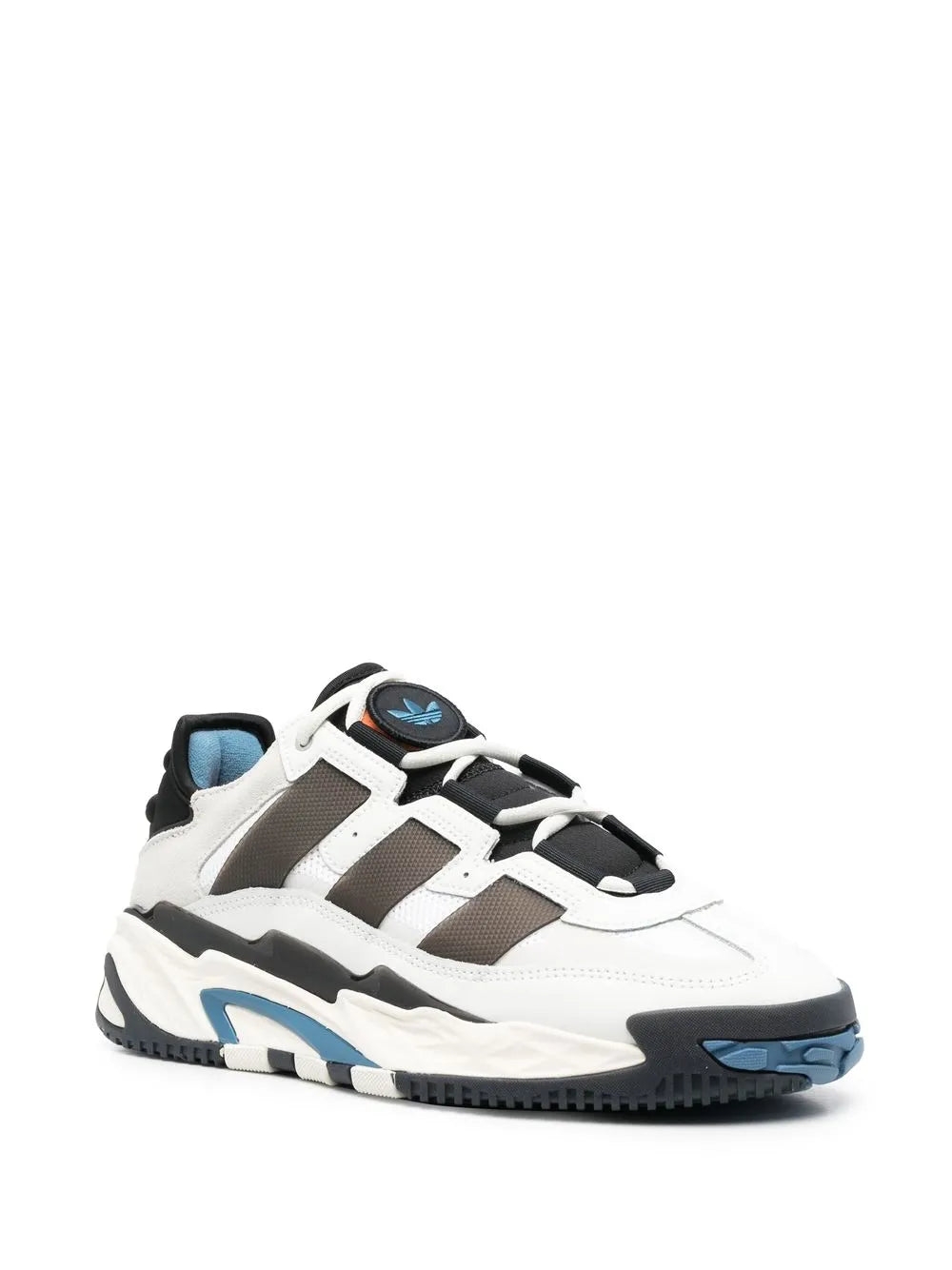 adidas Panelled-Design Low-Top Sneakers — Black/White/Blue — Size US M 4.5 - US W 6 — Side View