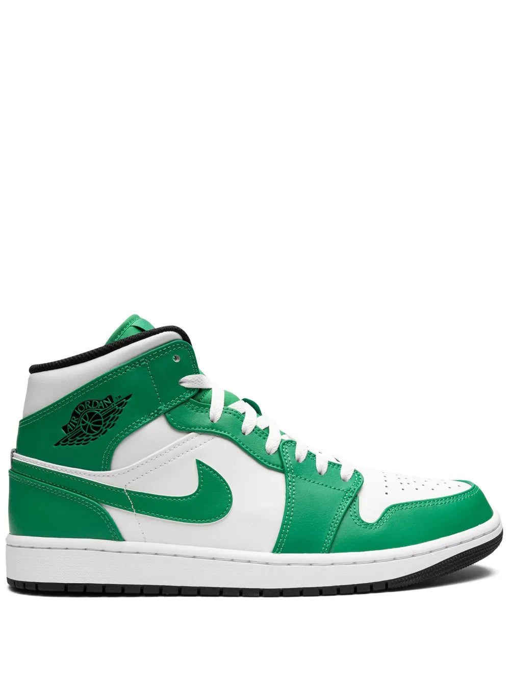 Air Jordan 1 Mid Lucky Green Sneakers — Lucky Green/White/Black — Size US M 11.5 - US W 13 — Front View