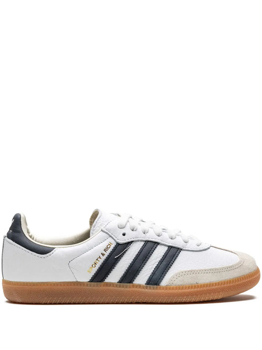 adidas Samba Sporty & Rich - White/Black Sneakers — White/Black — Size US M 7 - US W 8.5 — Front View
