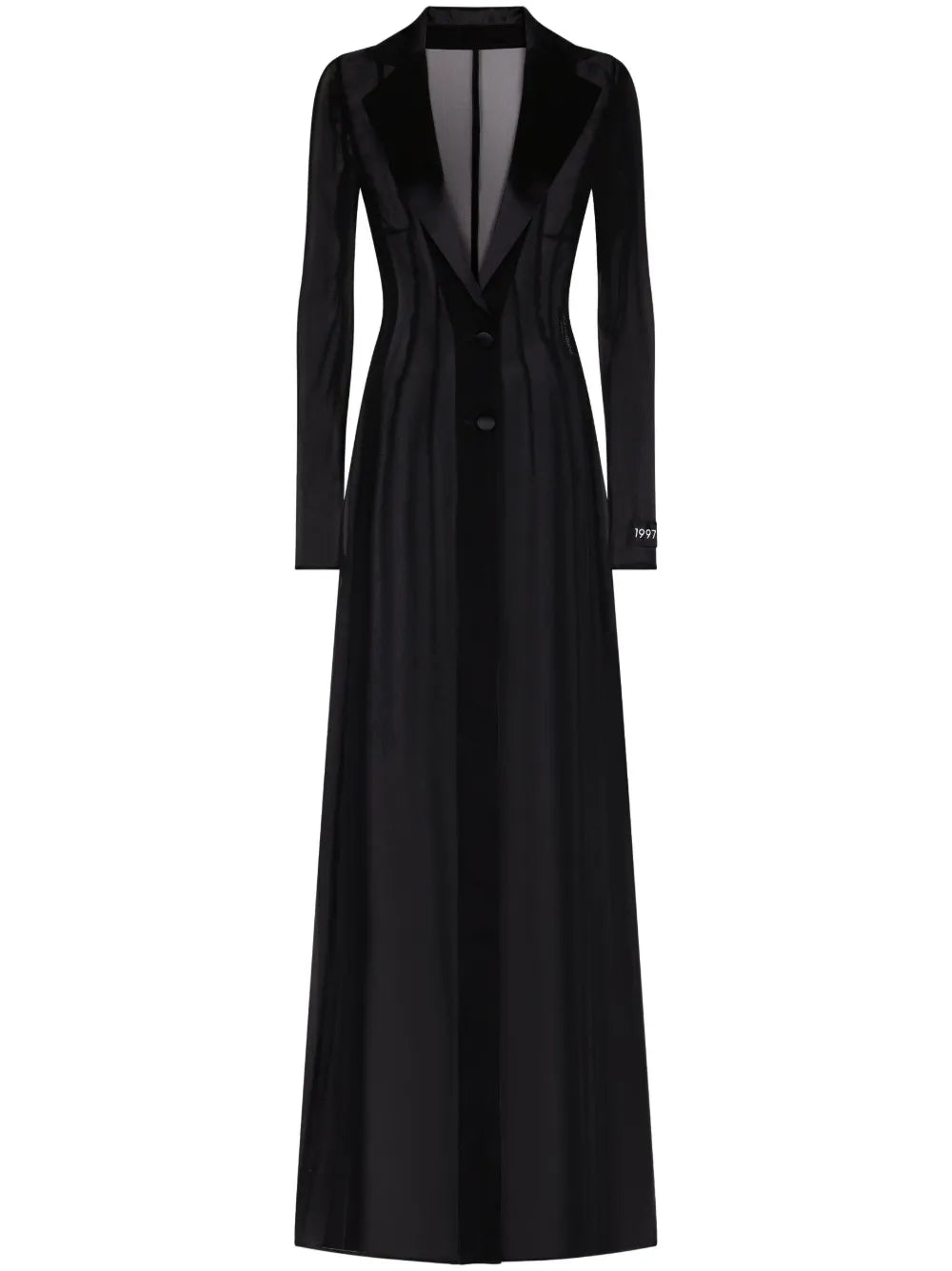 Dolce Gabbana Shawl Lapel Long Sleeve Dress — Black — Size XS — Front View