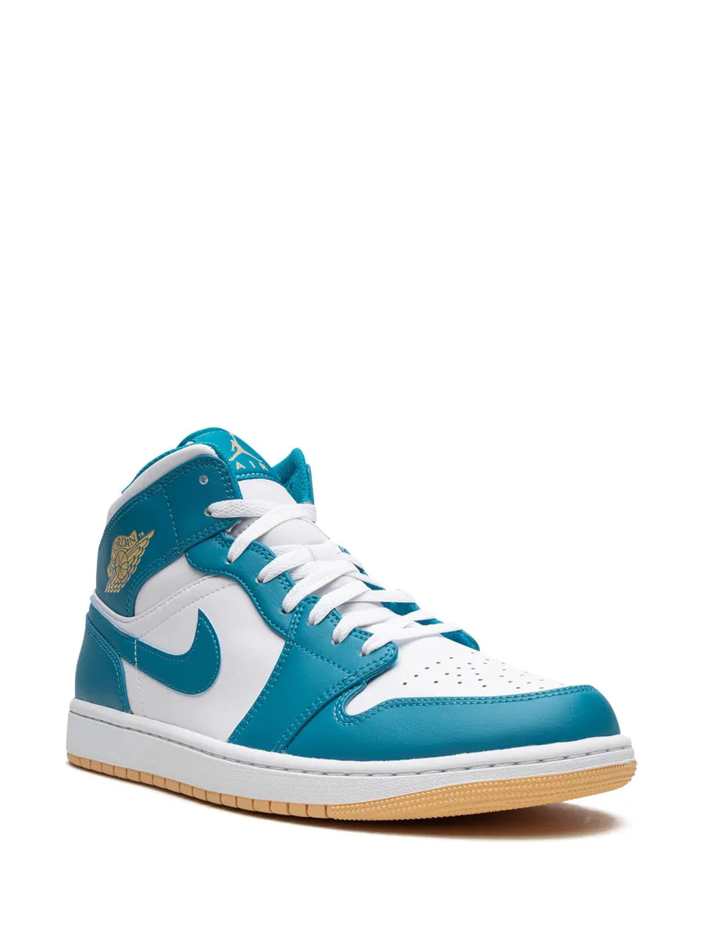 Air Jordan 1 Mid Aquatone Sneakers — Blue/White — Size US M 9.5 - US W 11 — Side View