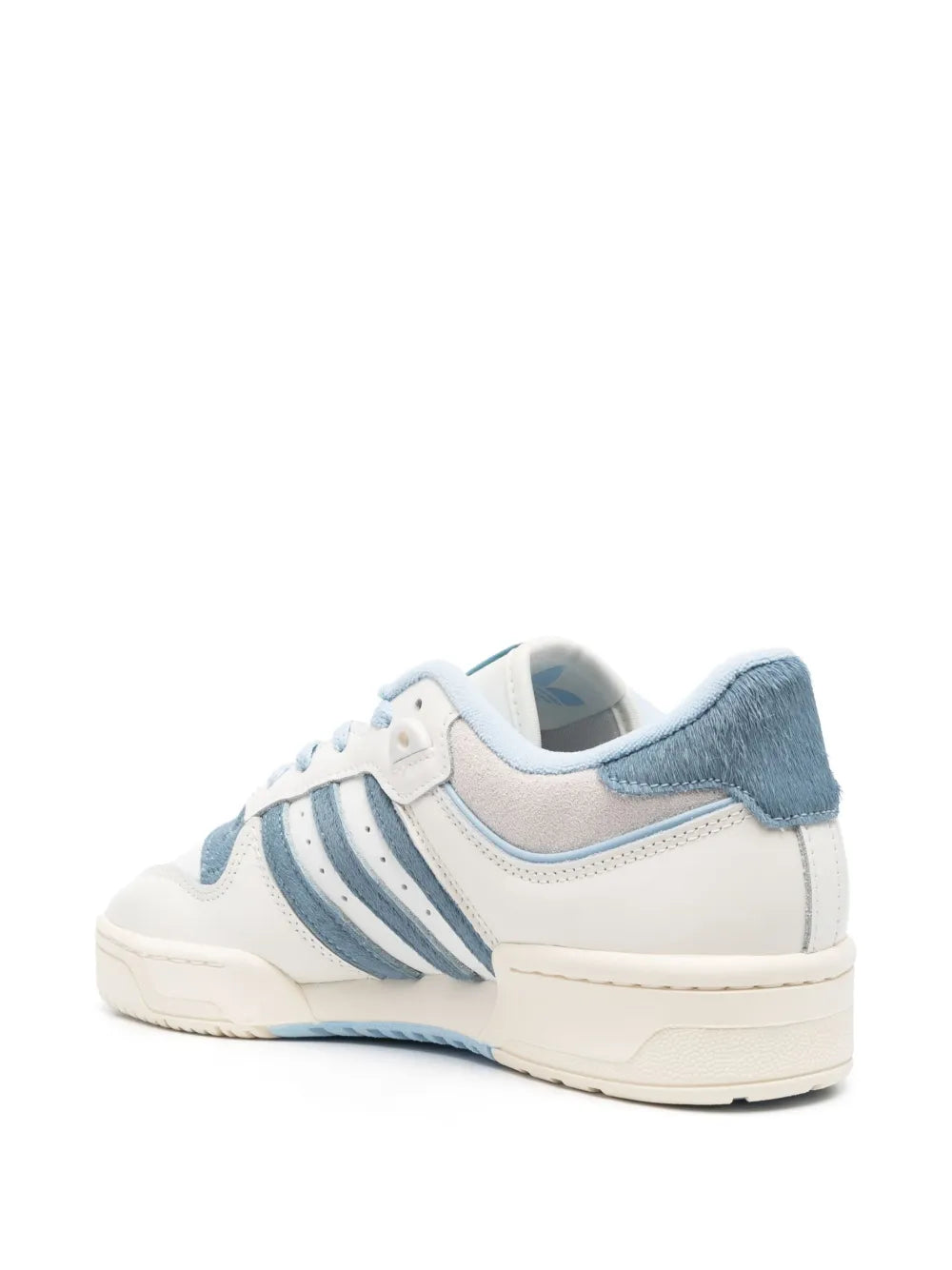 adidas Rivalry Low 86 Leather Sneakers — Off-White/Sky Blue — Size US M 9.5 - US W 11 — Back View
