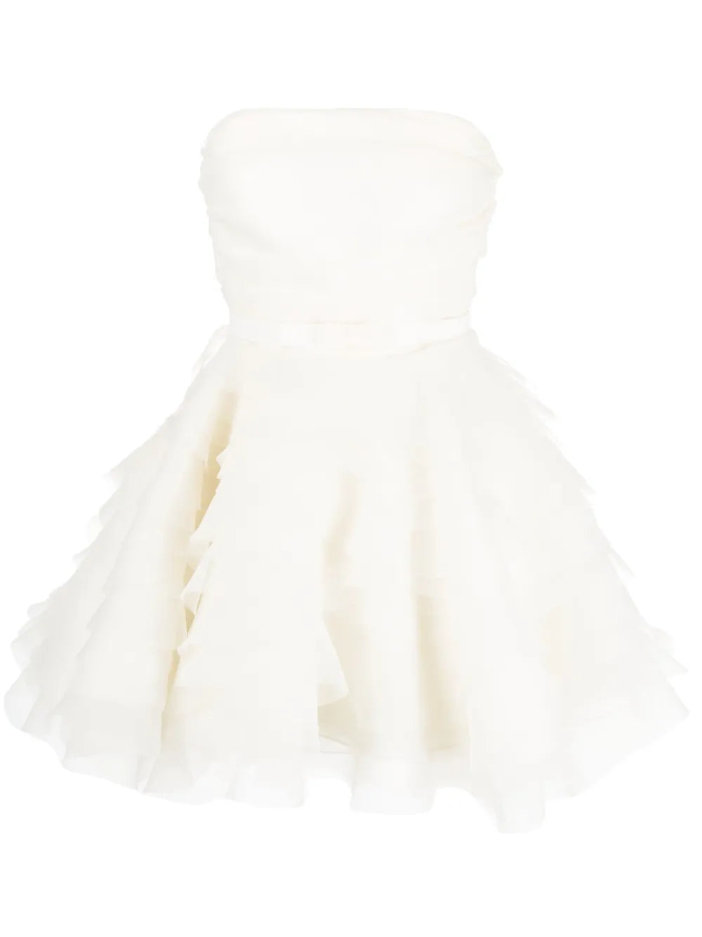 Ana Radu Strapless Organza Minidress — White/ Red — Size XS — Front View