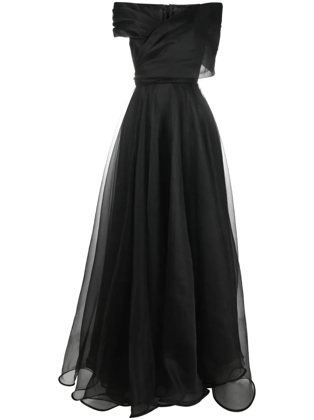 Ana Radu V Neck Ruched Maxi Dress — Black — Size XS — Front View