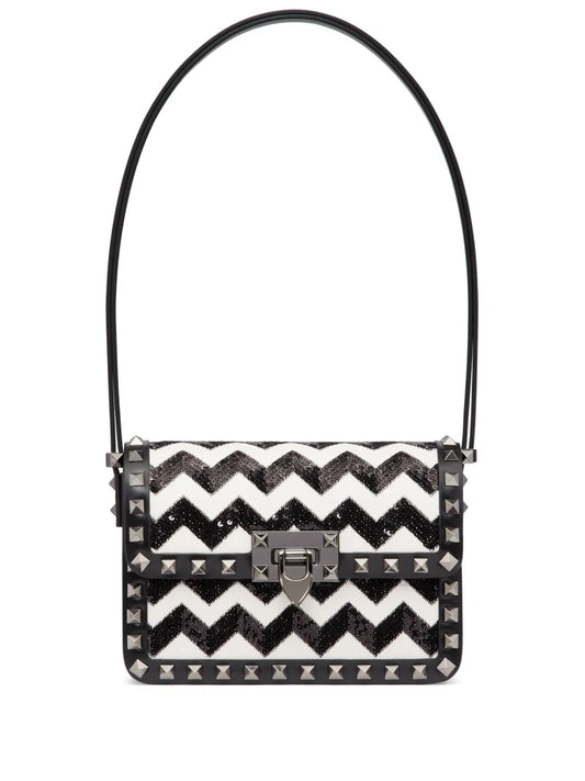 Valentino Garavani Small Rockstud23 Embroidered Shoulder Bag — Same as shown — Size One Size — Front View