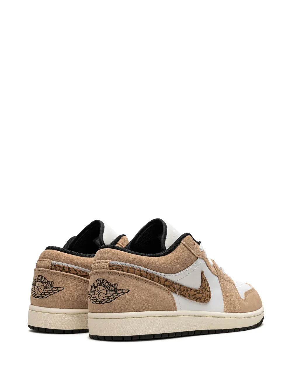 Air Jordan 1 Low Se Brown Elephant Sneakers — Light Beige/White — Size US M 9.5 - US W 11 — Back View