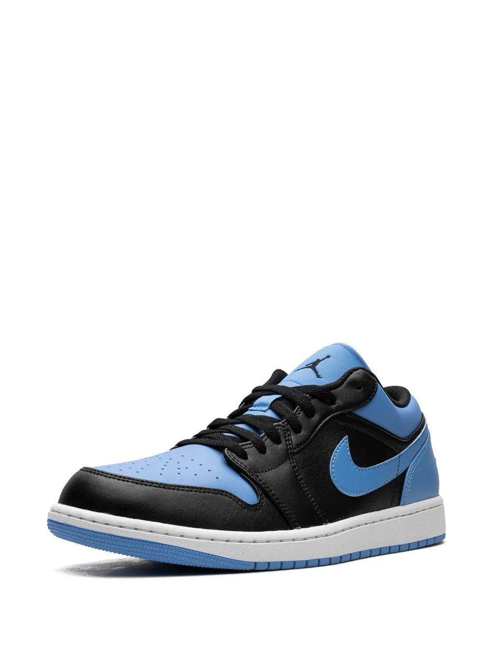 Air Jordan 1 Low University Blue Sneakers — Black/Blue — Size US M 9.5 - US W 11 — Detail View