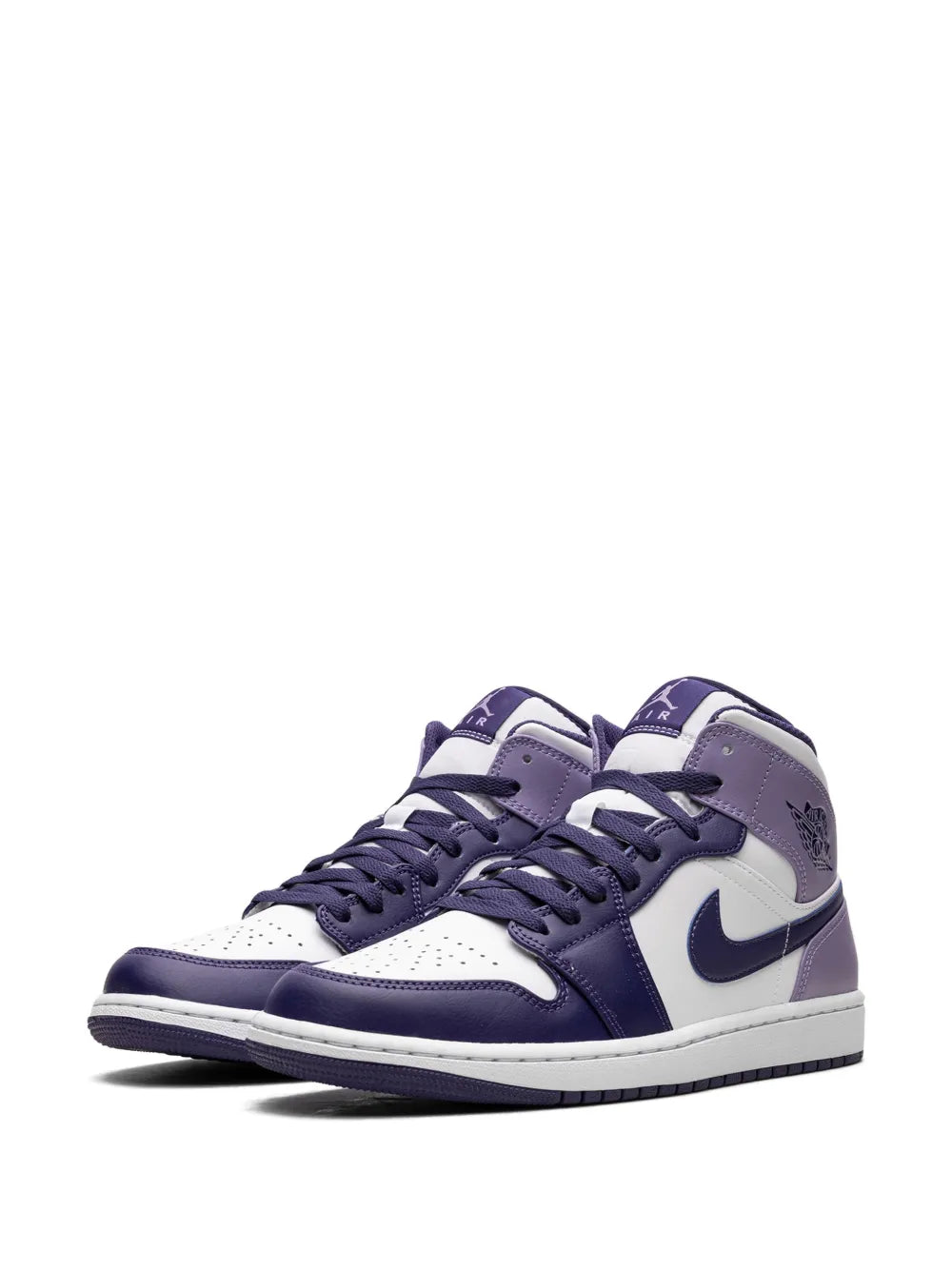 Air Jordan 1 Mid Blueberry Sneakers — Purple/White — Size US M 11.5 - US W 13 — Top View