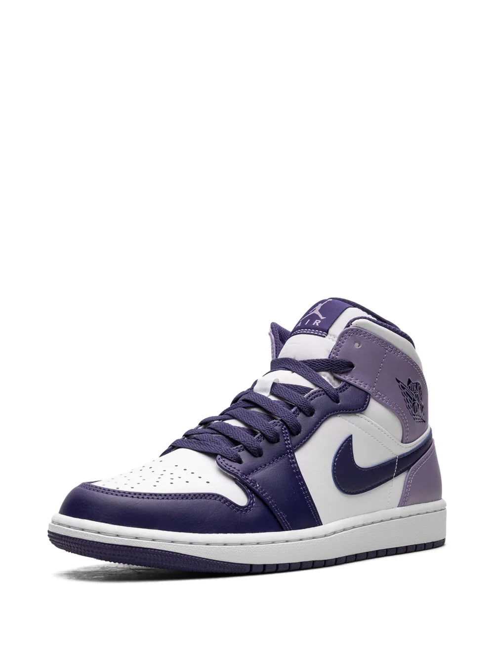 Air Jordan 1 Mid Blueberry Sneakers — Purple/White — Size US M 11.5 - US W 13 — Detail View