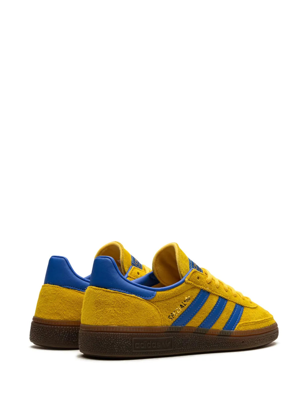 adidas Handball Spezial Yellow Sneakers — Yellow/Royal Blue — Size US M 9 - US W 10.5 — Back View