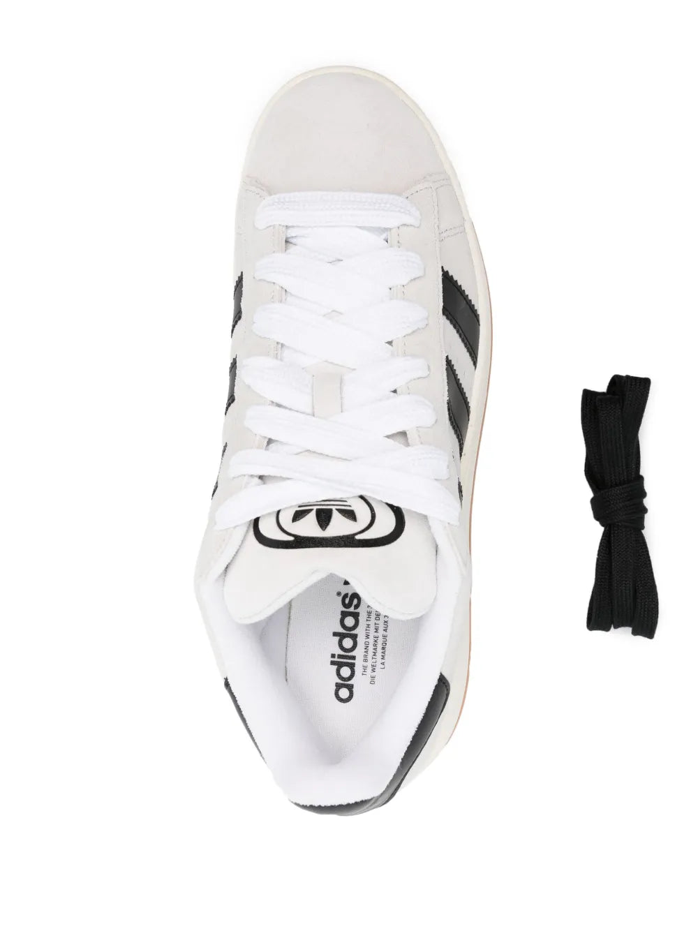 adidas Campus Low-Top Suede Sneakers — Light Grey/Black — Size US M 9.5 - US W 11 — Top View