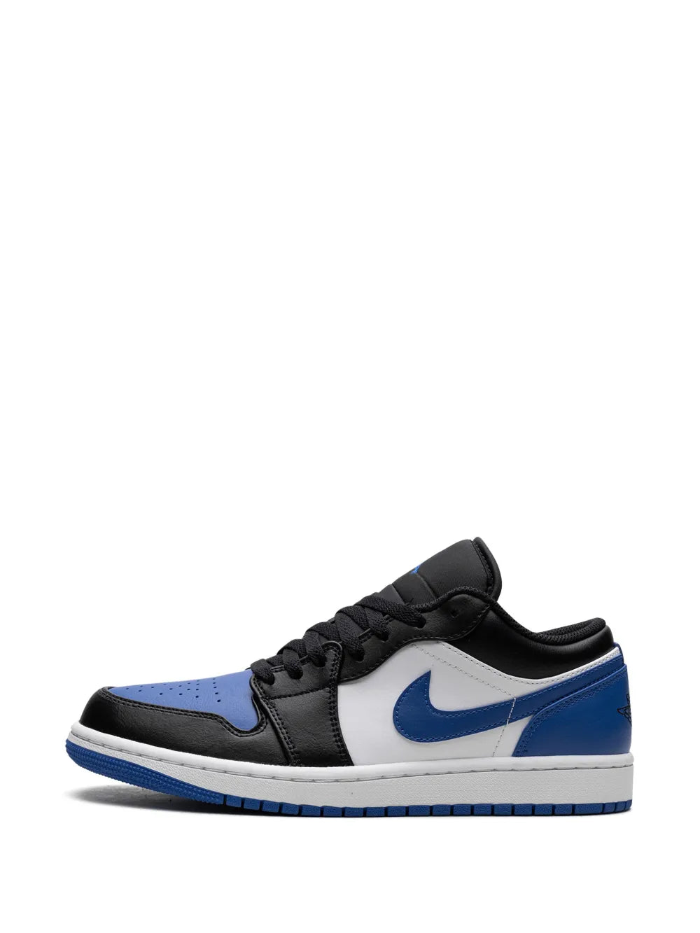 Air Jordan 1 Low Royal Toe Sneakers — Black/White/Blue — Size US M 9.5 - US W 11 — Top View