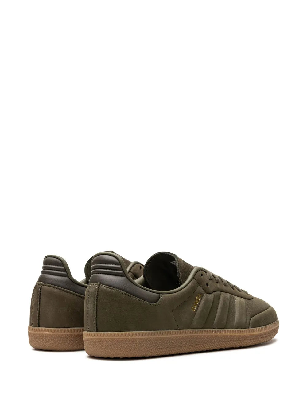 adidas Samba Leather Sneakers — Olive Green — Size US M 10.5 - US W 12 — Back View