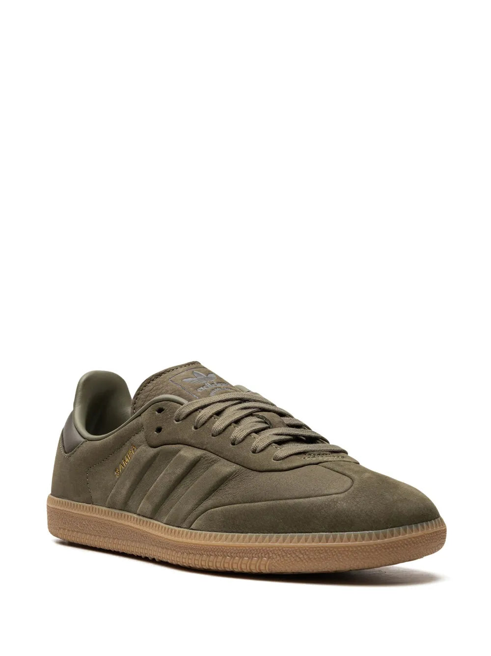 adidas Samba Leather Sneakers — Olive Green — Size US M 10.5 - US W 12 — Side View
