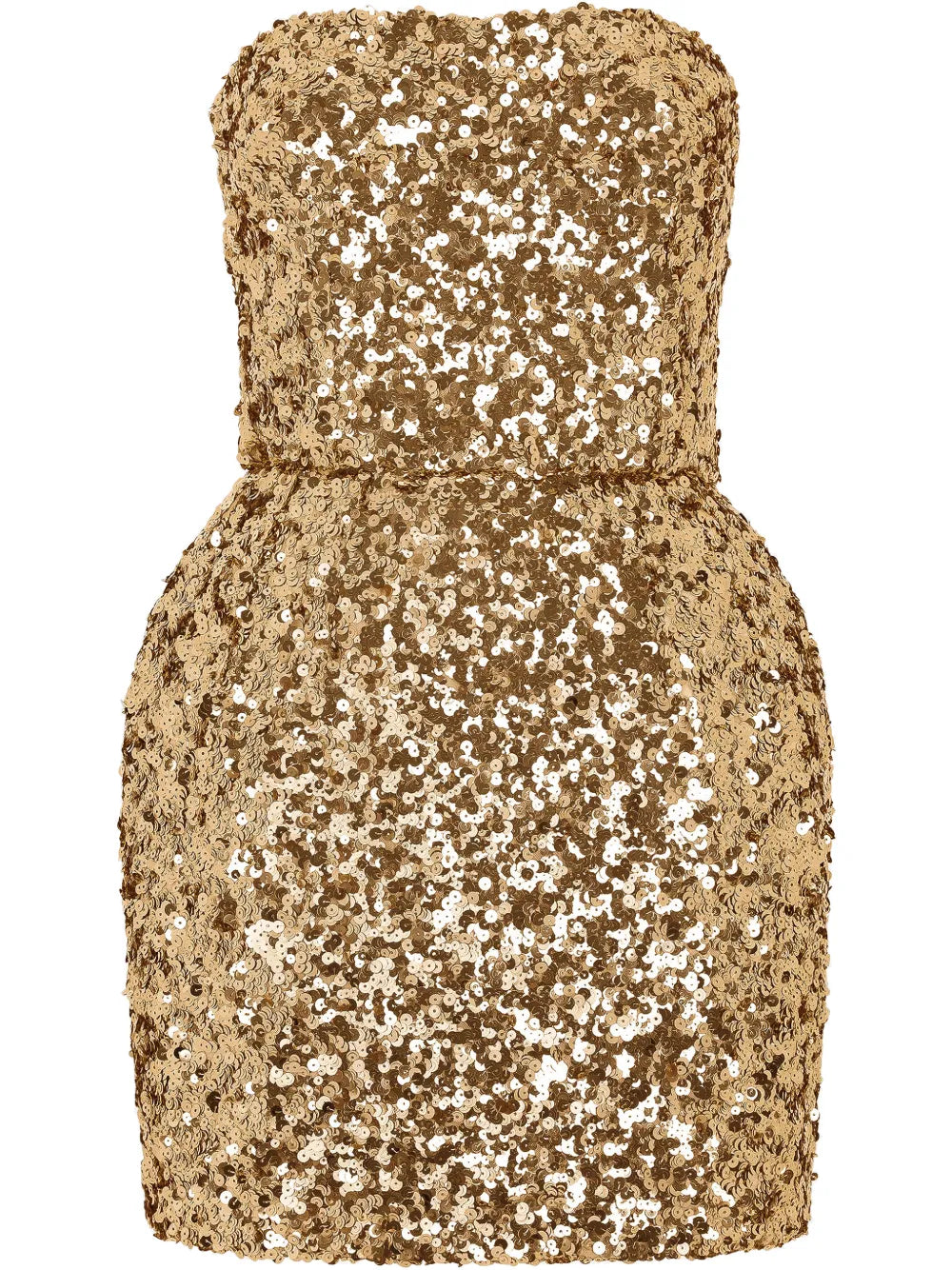 Dolce Gabbana Sequin Embellished Strapless Minidress — Red/ Gold — Size XS — Front View