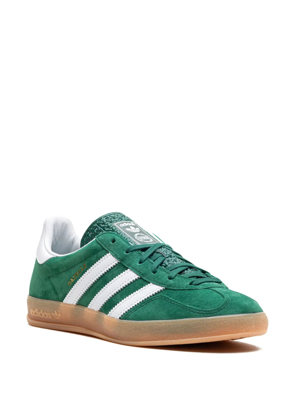 adidas Gazelle Indoor Suede Trainers — Forest Green/White — Size US M 6 - US W 7.5 — Side View