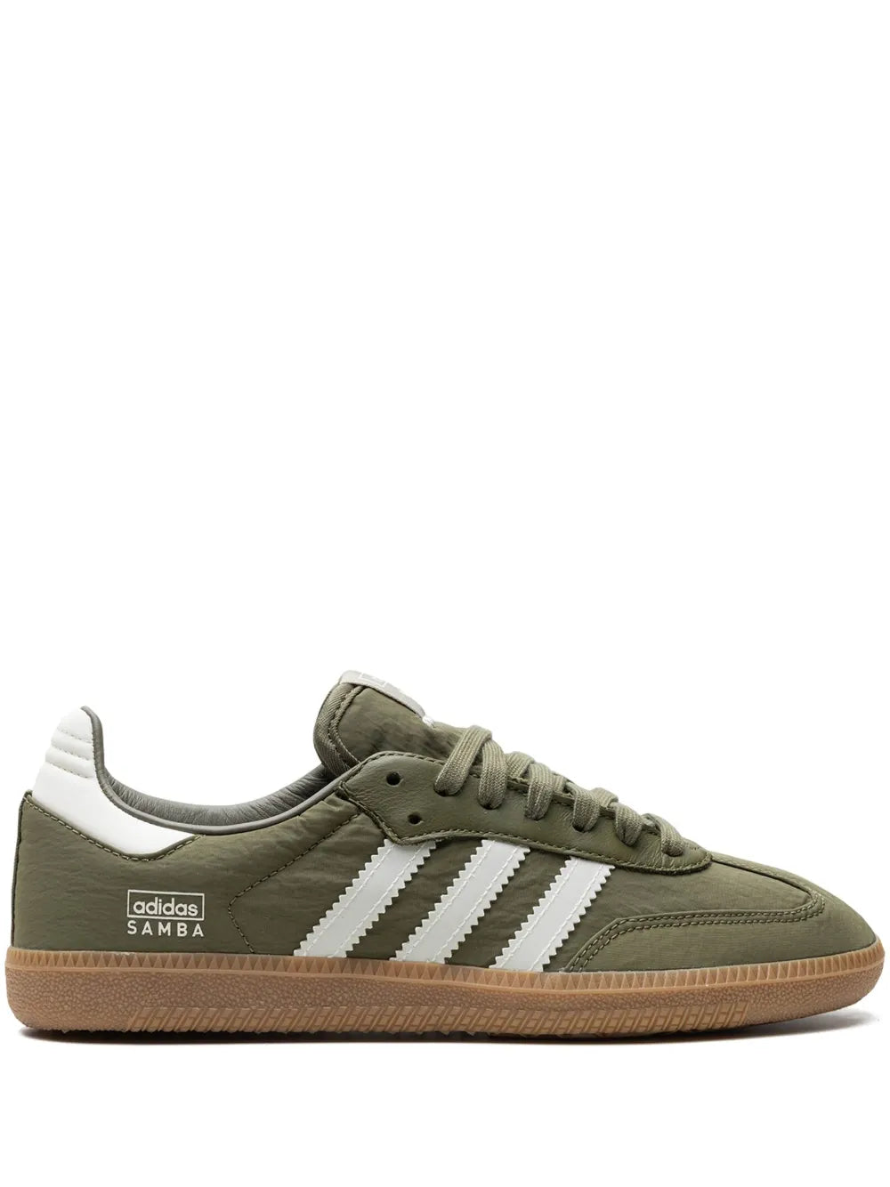 adidas Samba Reflective Pack - Focused Olive Sneakers — Olive Green — Size US M 8.5 - US W 10 — Front View
