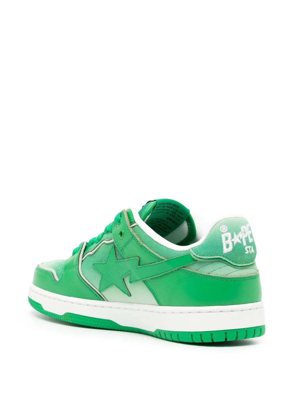 A Bathing Ape?Sk8 Sta Leather Sneakers — Green — Size US M 3.5 - US W 5 — Back View