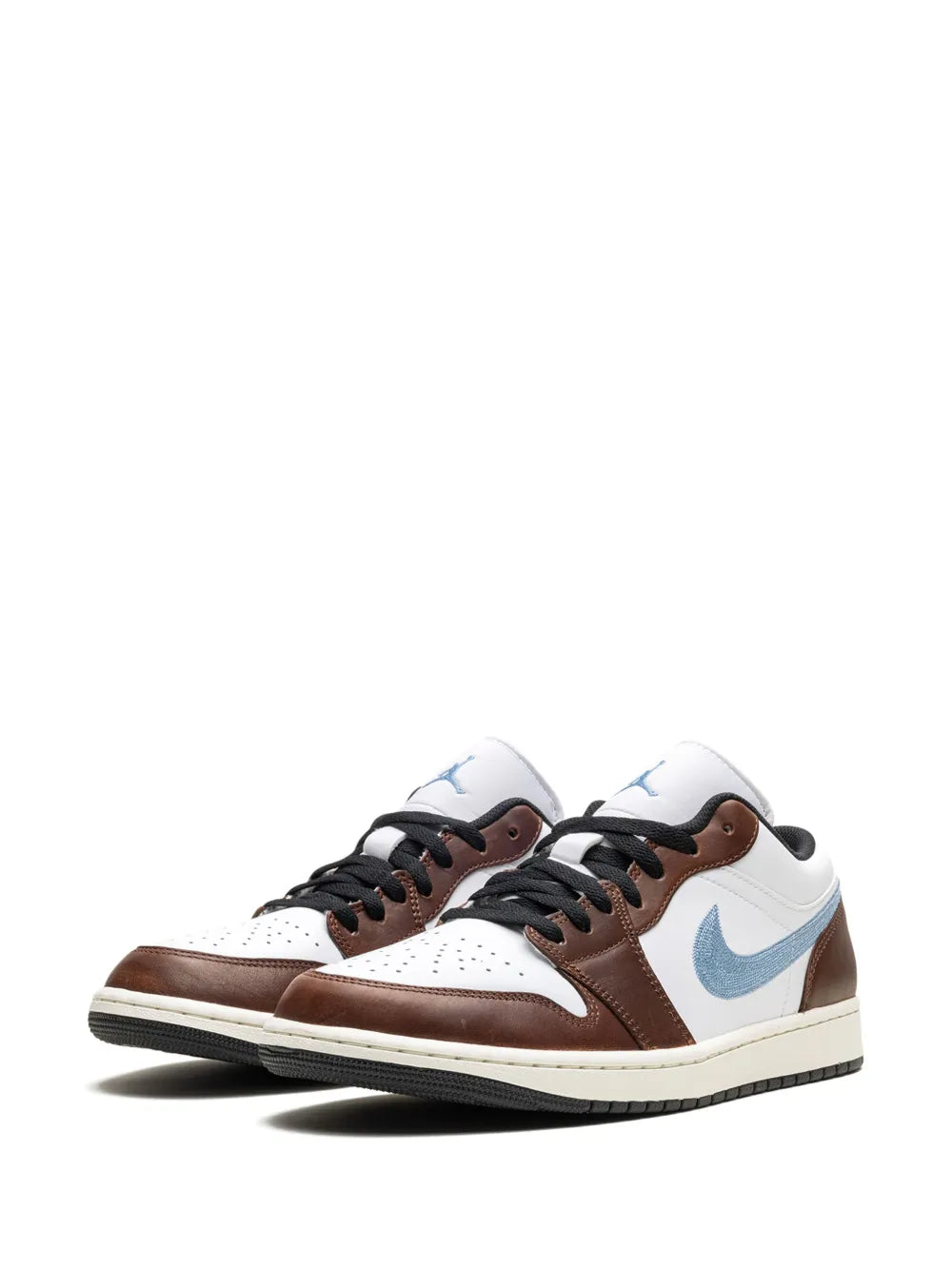 Air Jordan 1 Low Se Pacific Moss Sneakers — White/Brown/Light Blue — Size US M 11.5 - US W 13 — Detail View