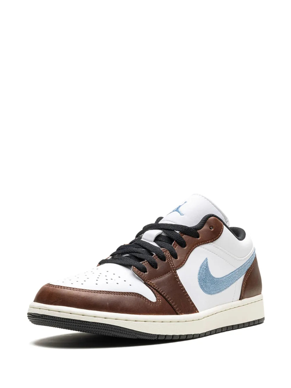 Air Jordan 1 Low Se Pacific Moss Sneakers — White/Brown/Light Blue — Size US M 11.5 - US W 13 — Top View