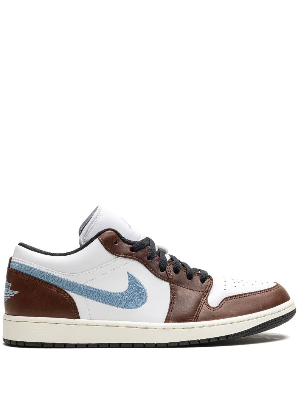 Air Jordan 1 Low Se Pacific Moss Sneakers — White/Brown/Light Blue — Size US M 11.5 - US W 13 — Front View