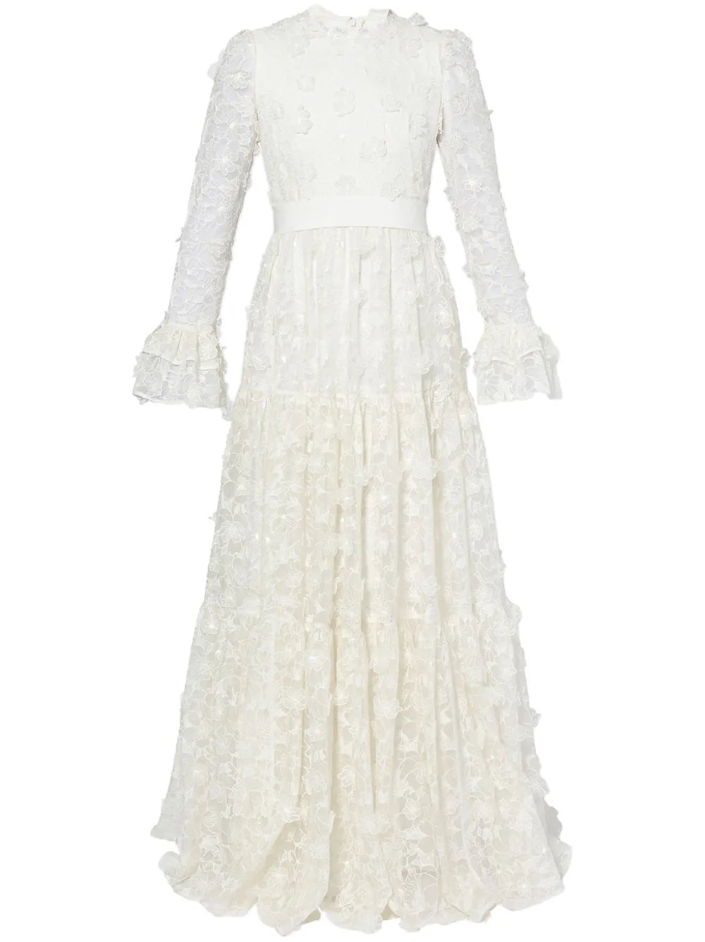 Erdem Alvaro Floral Cutwork Silk Organza Gown — White/ Ivory — Size XS — Front View