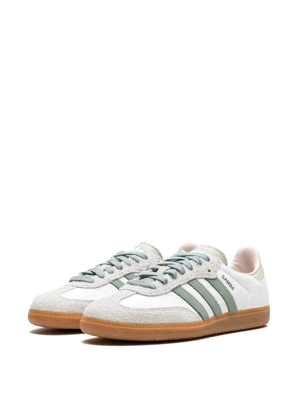 adidas Samba Silver Green Sneakers — White/Light Grey/Green — Size US M 8.5 - US W 10 — Top View