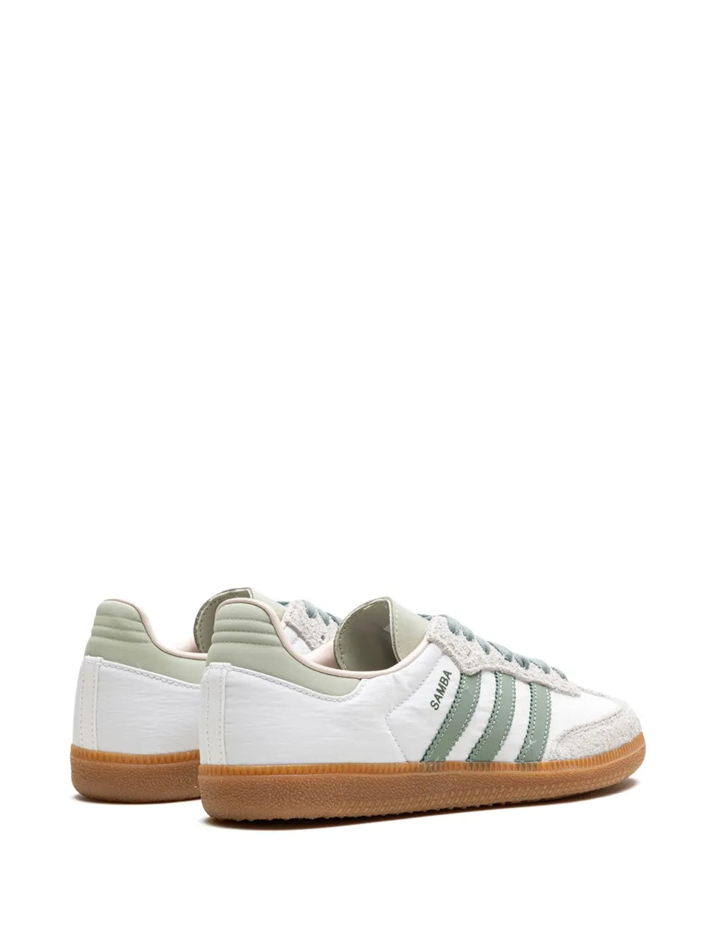 adidas Samba Silver Green Sneakers — White/Light Grey/Green — Size US M 8.5 - US W 10 — Back View