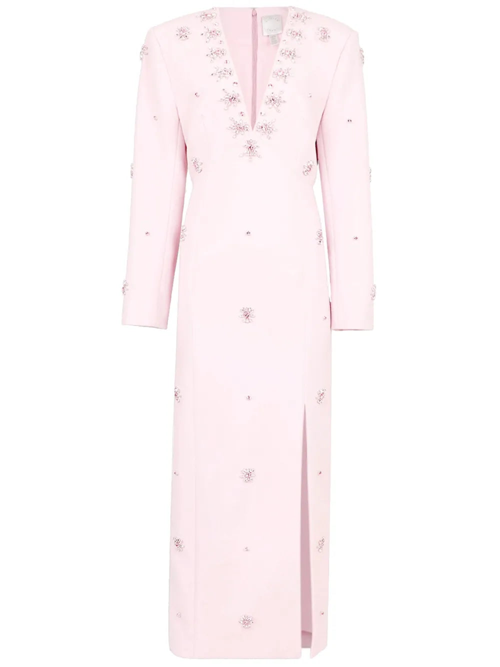 Huishan Zhang Aurore Crystal Embellished Midi Dress — Pink — Size XS — Front View