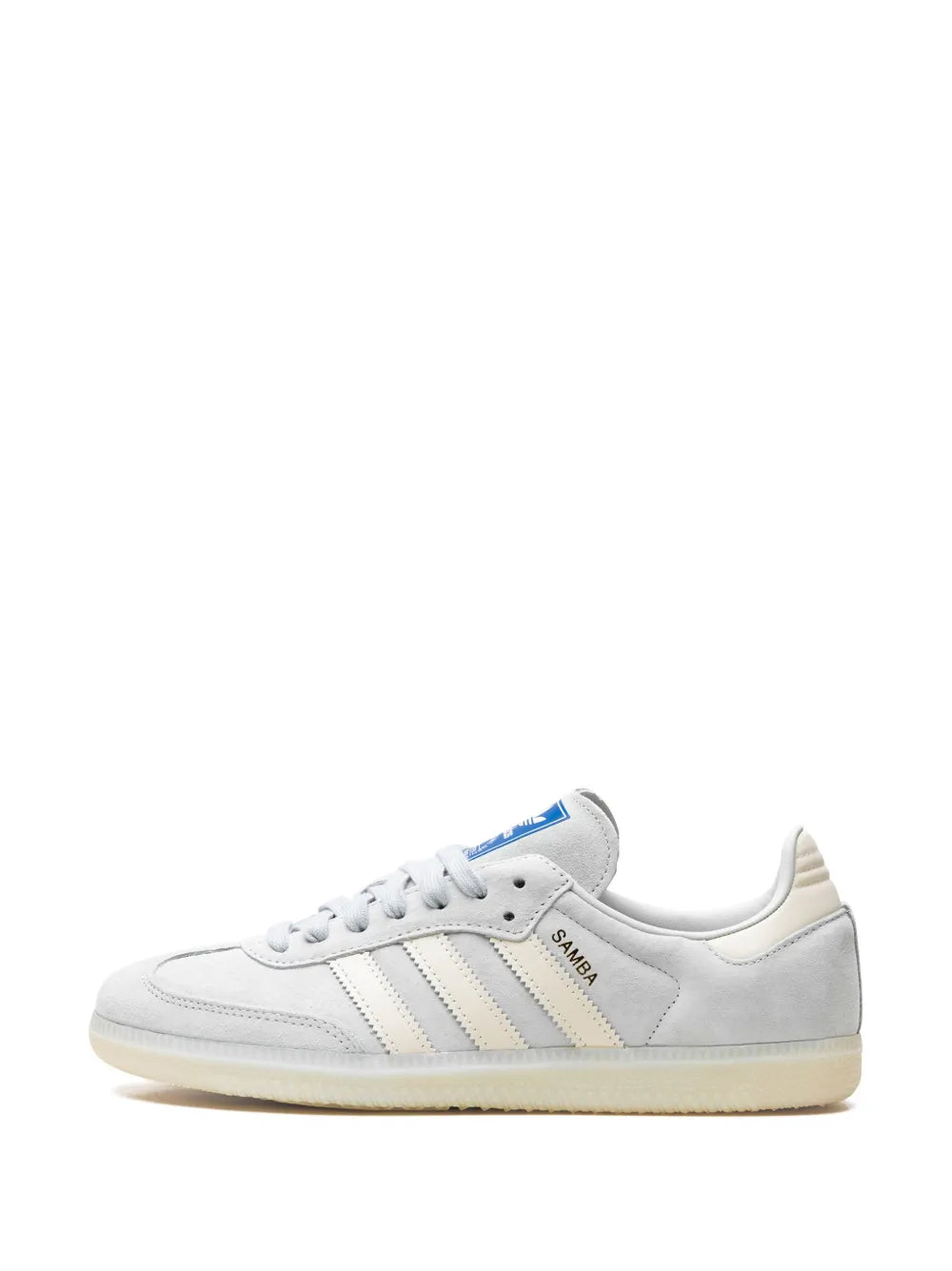 adidas Samba Og Wonder Silver/Chalk White/Off White Sneakers — Blue/White — Size US M 8.5 - US W 10 — Lifestyle View