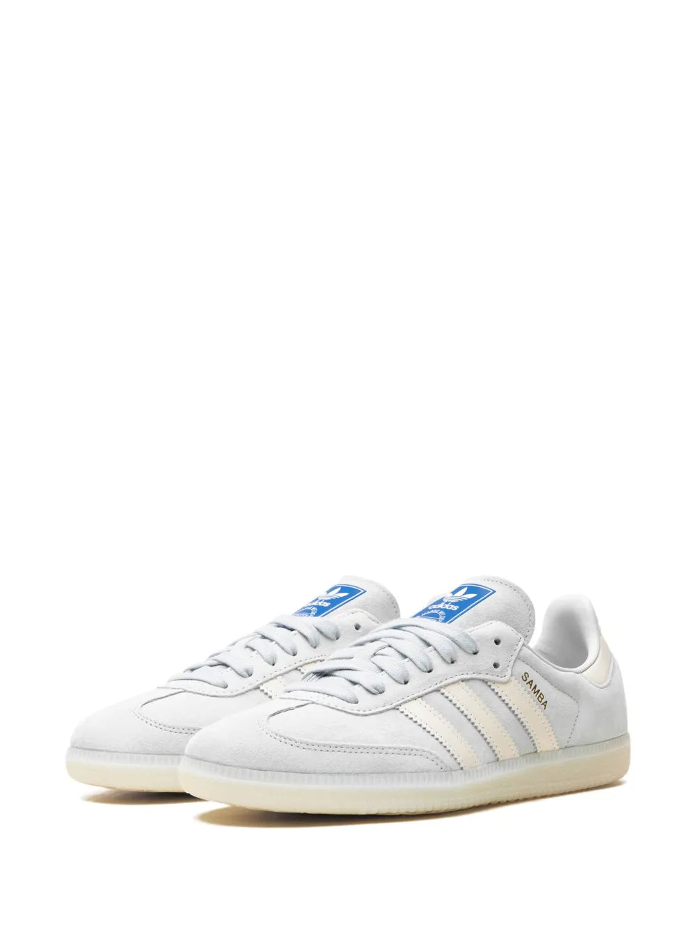 adidas Samba Og Wonder Silver/Chalk White/Off White Sneakers — Blue/White — Size US M 8.5 - US W 10 — Top View