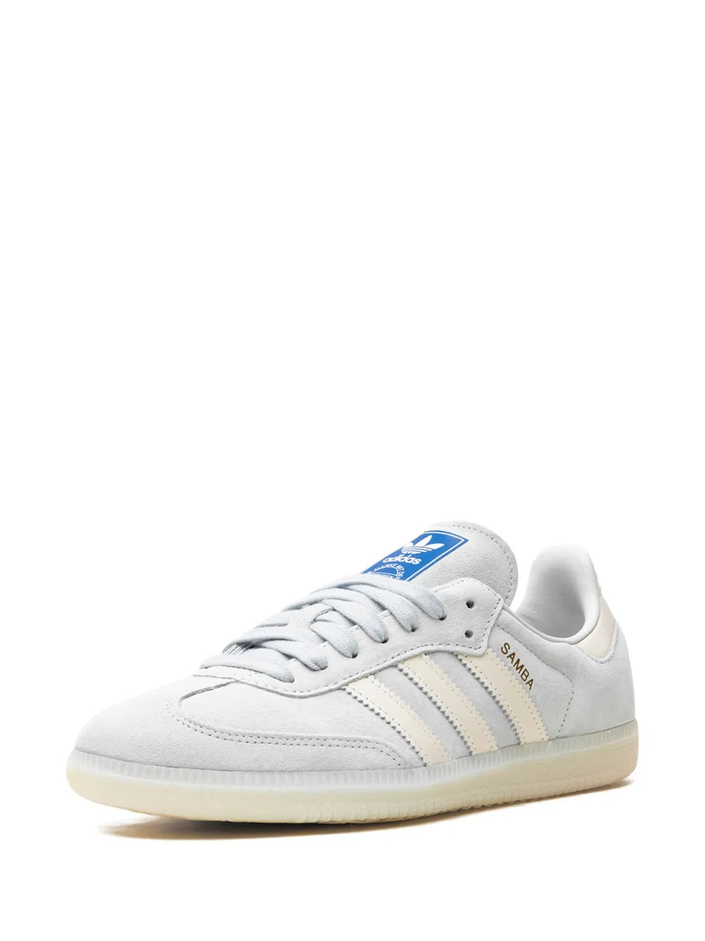 adidas Samba Og Wonder Silver/Chalk White/Off White Sneakers — Blue/White — Size US M 8.5 - US W 10 — Detail View