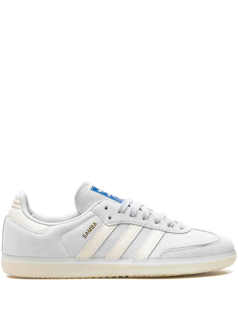 adidas Samba Og Wonder Silver/Chalk White/Off White Sneakers — Blue/White — Size US M 8.5 - US W 10 — Front View