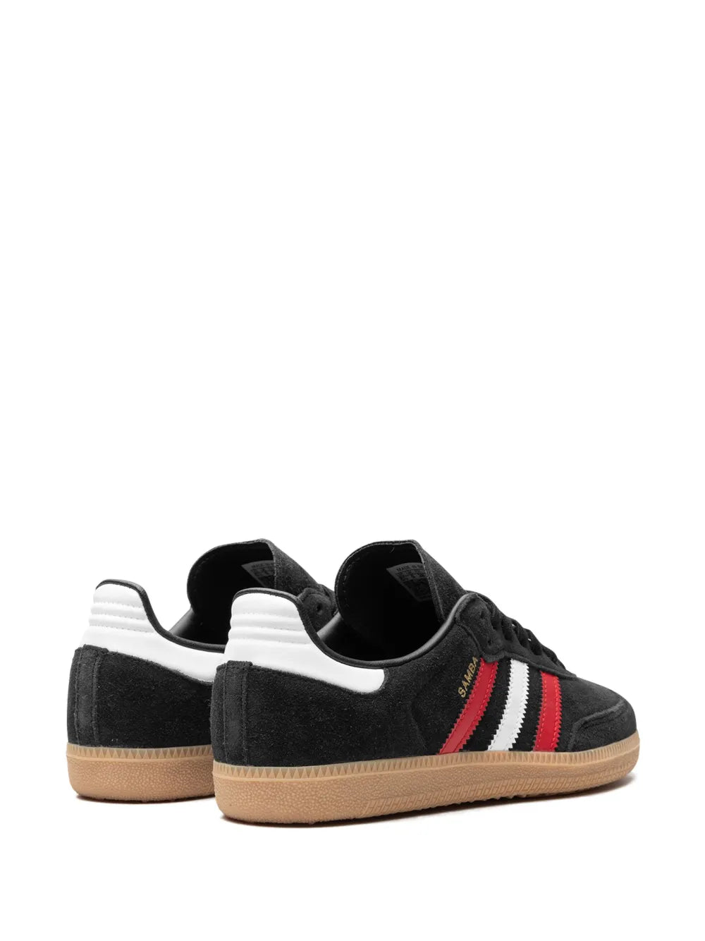 adidas Samba Og Core Black/Better Scarlet/Gum Sneakers — Black/White/Scarlet — Size US M 9.5 - US W 11 — Back View