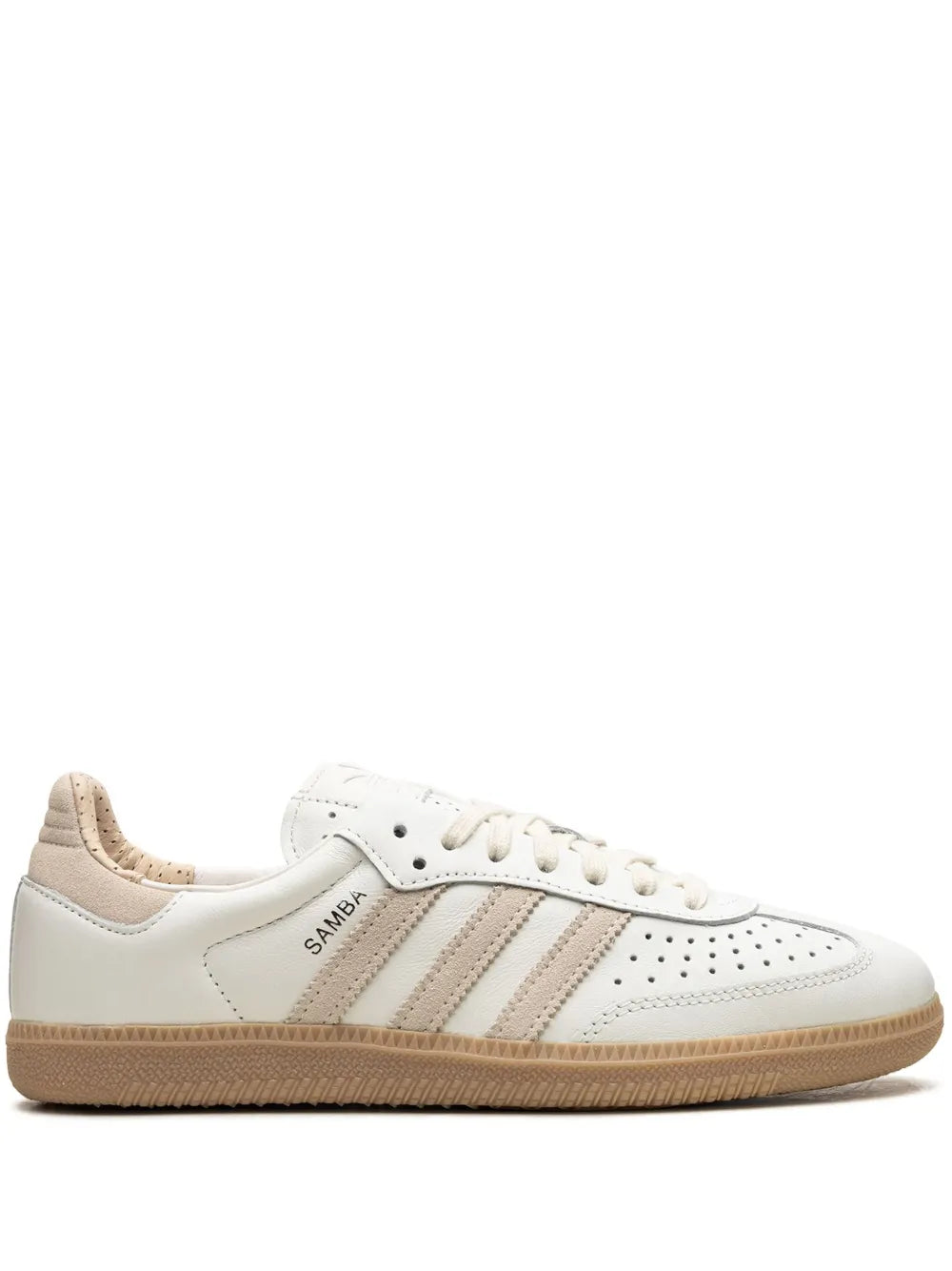 adidas Samba Leather Sneakers — White/Taupe — Size US M 11.5 - US W 13 — Front View