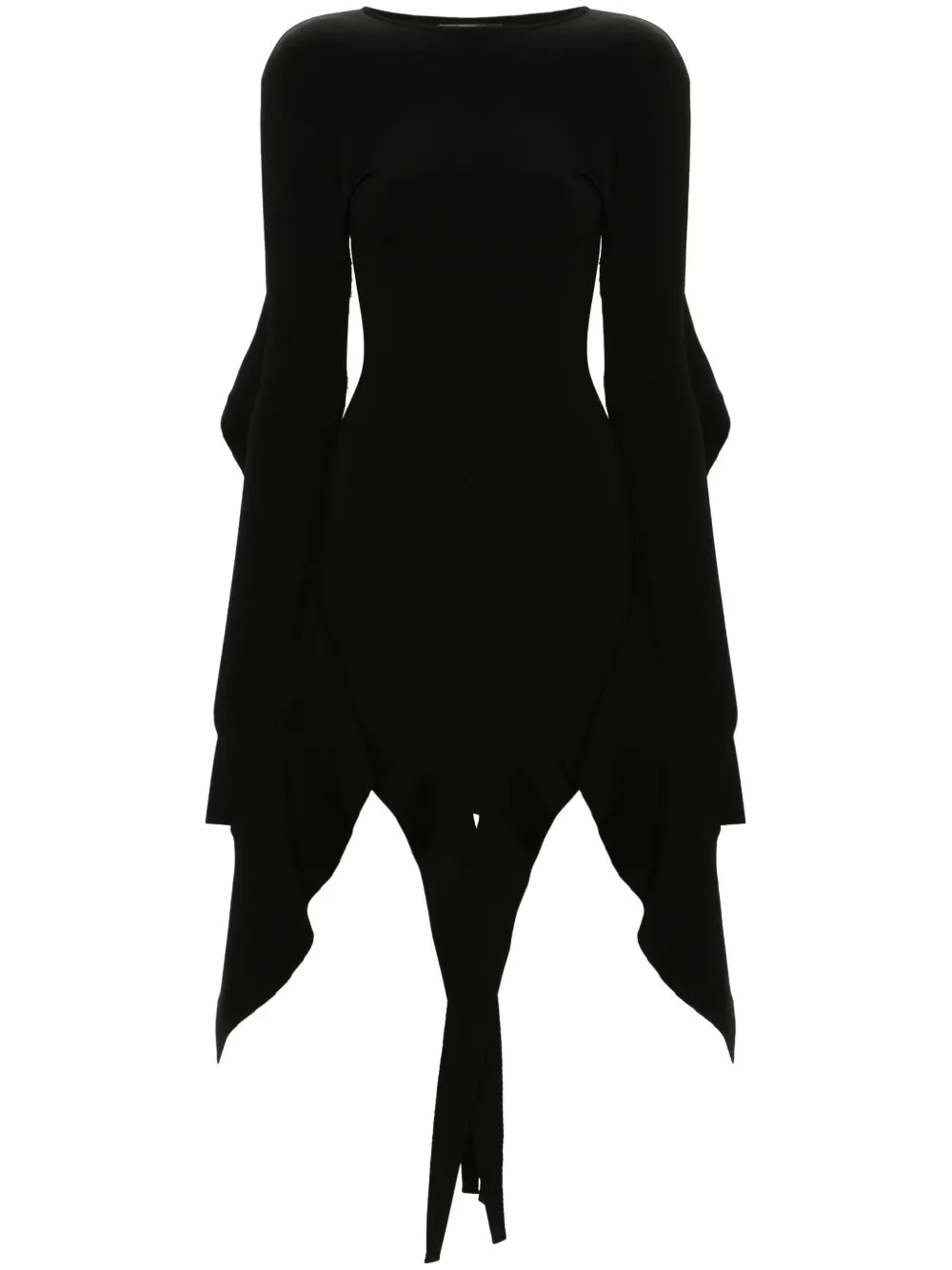 Mugler Asymmetric Mini Dress — Black — Size XS — Front View