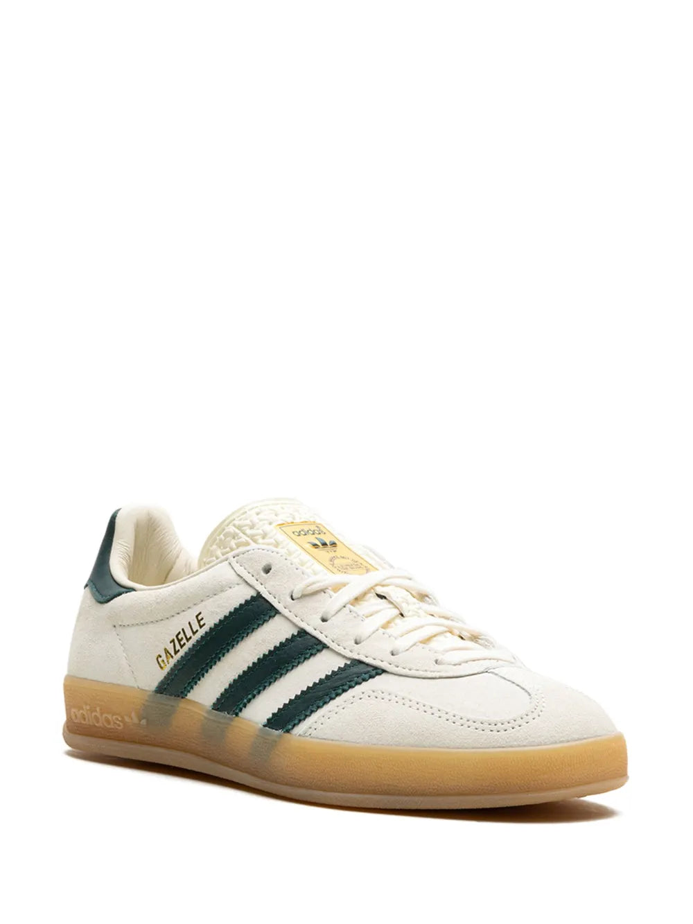 adidas Gazelle Indoor Suede Sneakers — Cream White/Collegiate Green — Size US M 6 - US W 7.5 — Side View