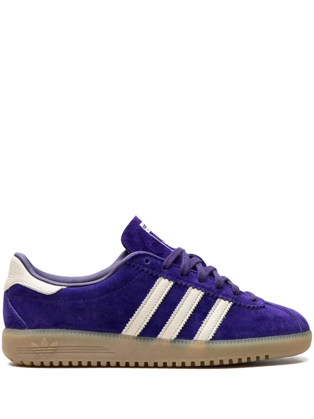 adidas Bermuda 3-Stripes Suede Sneakers — Purple/Chalk White — Size US M 9 - US W 10.5 — Front View