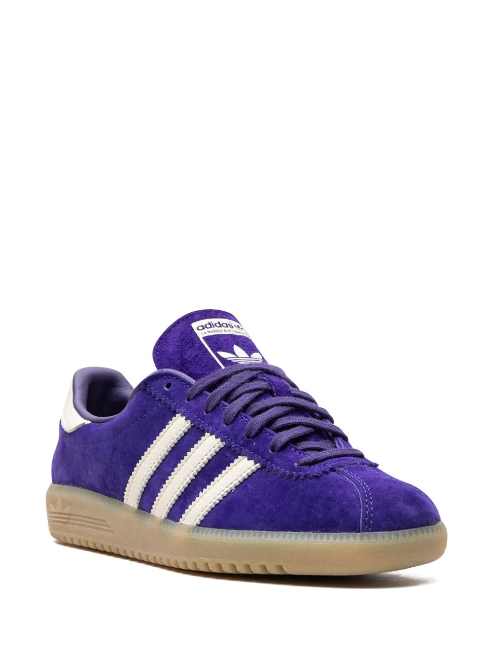 adidas Bermuda 3-Stripes Suede Sneakers — Purple/Chalk White — Size US M 9 - US W 10.5 — Side View