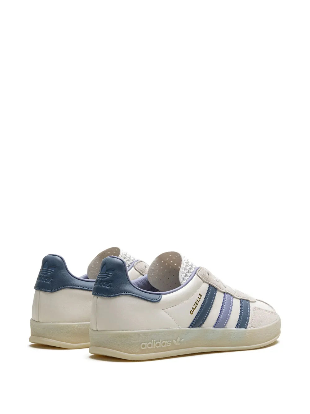 adidas Gazelle Leather Sneakers — White/Prussian Blue/Lavender Purple — Size US M 6 - US W 7.5 — Back View